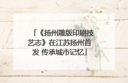 《扬州雕版印刷技艺志》在江苏扬州首发 传承城市记忆