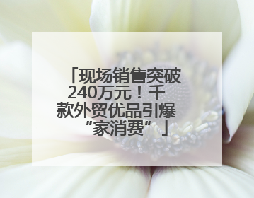 现场销售突破240万元！千款外贸优品引爆“家消费”