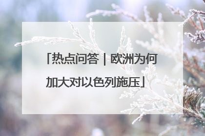 热点问答｜欧洲为何加大对以色列施压