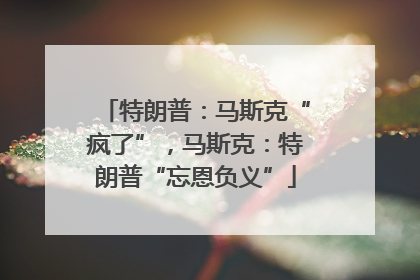 特朗普：马斯克“疯了”，马斯克：特朗普“忘恩负义”