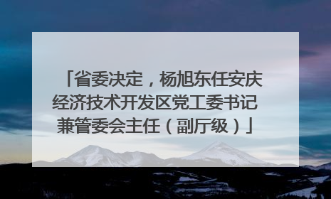 省委决定，杨旭东任安庆经济技术开发区党工委书记兼管委会主任（副厅级）