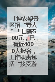 神农架景区招“野人”！日薪500元，已有近4000人报名，工作职责包括“接受游客投喂”