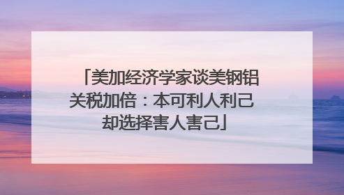 美加经济学家谈美钢铝关税加倍：本可利人利己 却选择害人害己