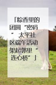 粽香里的团圆“密码” 太平社区端午活动架起邻里“连心桥”