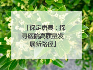 保定唐县：探寻医院高质量发展新路径