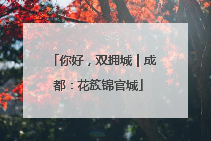 你好，双拥城｜成都：花簇锦官城