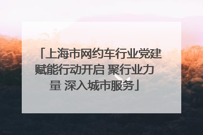 上海市网约车行业党建赋能行动开启 聚行业力量 深入城市服务