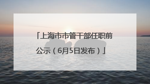 上海市市管干部任职前公示（6月5日发布）