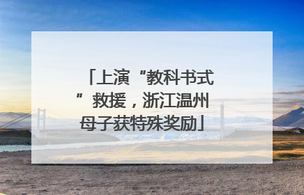 上演“教科书式”救援，浙江温州母子获特殊奖励