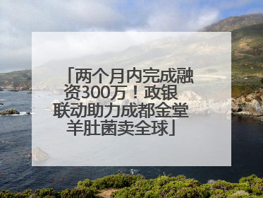 两个月内完成融资300万！政银联动助力成都金堂羊肚菌卖全球