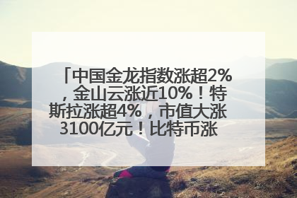 中国金龙指数涨超2%，金山云涨近10%！特斯拉涨超4%，市值大涨3100亿元！比特币涨回11万美元关口