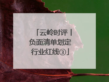 云岭时评丨负面清单划定行业红线③