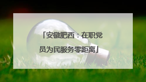 安徽肥西：在职党员为民服务零距离