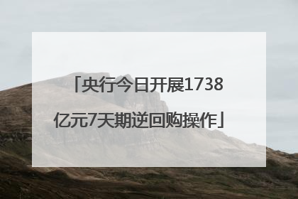 央行今日开展1738亿元7天期逆回购操作
