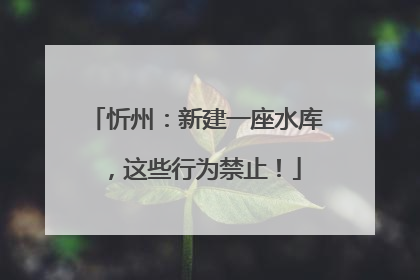 忻州：新建一座水库，这些行为禁止！