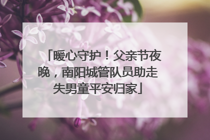 暖心守护！父亲节夜晚，南阳城管队员助走失男童平安归家
