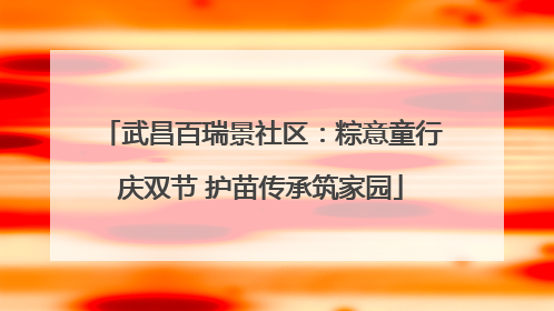 武昌百瑞景社区：粽意童行庆双节 护苗传承筑家园