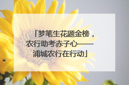 梦笔生花题金榜，农行助考赤子心——浦城农行在行动