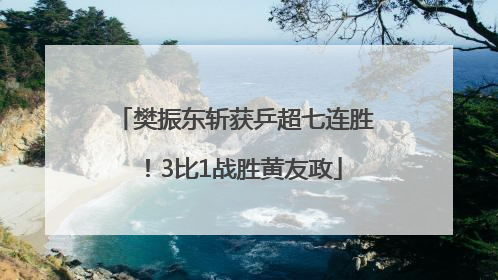 樊振东斩获乒超七连胜！3比1战胜黄友政