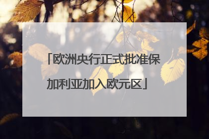 欧洲央行正式批准保加利亚加入欧元区