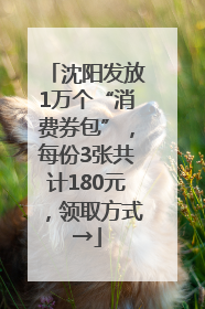 沈阳发放1万个“消费券包”，每份3张共计180元，领取方式→