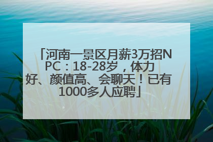河南一景区月薪3万招NPC：18-28岁，体力好、颜值高、会聊天！已有1000多人应聘