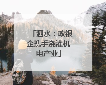 泗水：政银企携手浇灌机电产业