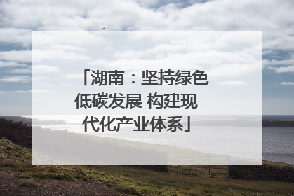 湖南：坚持绿色低碳发展 构建现代化产业体系