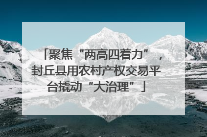 聚焦“两高四着力”，封丘县用农村产权交易平台撬动“大治理”