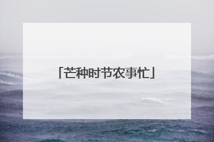 芒种时节农事忙