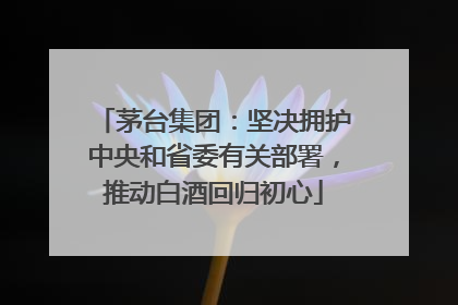 茅台集团：坚决拥护中央和省委有关部署，推动白酒回归初心