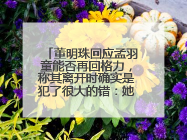 董明珠回应孟羽童能否再回格力，称其离开时确实是犯了很大的错：她对我来说是孩子
