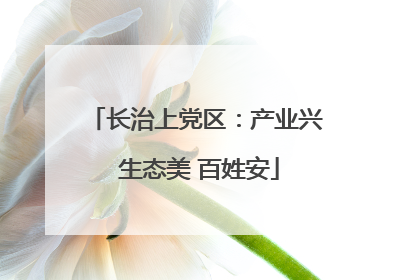 长治上党区：产业兴 生态美 百姓安