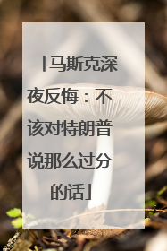 马斯克深夜反悔：不该对特朗普说那么过分的话