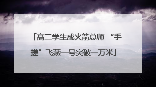 高二学生成火箭总师 “手搓”飞燕一号突破一万米