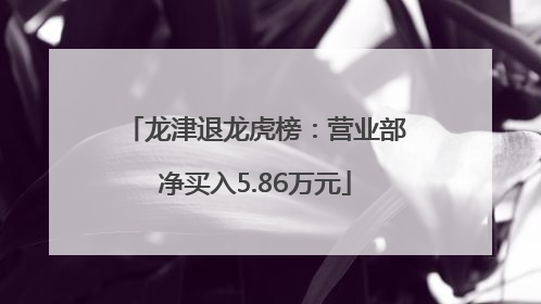 龙津退龙虎榜：营业部净买入5.86万元
