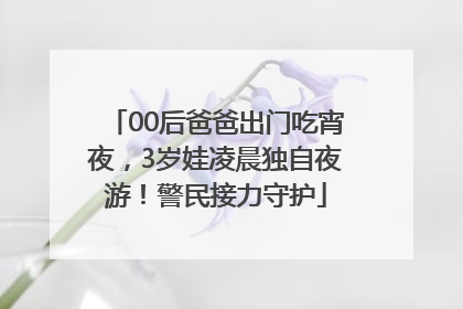 00后爸爸出门吃宵夜，3岁娃凌晨独自夜游！警民接力守护