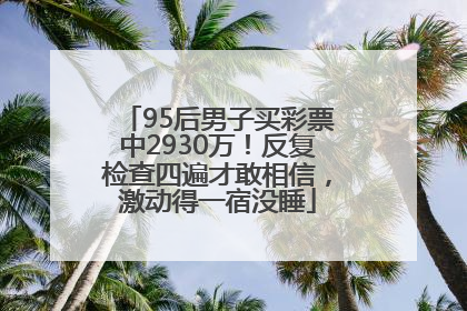 95后男子买彩票中2930万！反复检查四遍才敢相信，激动得一宿没睡