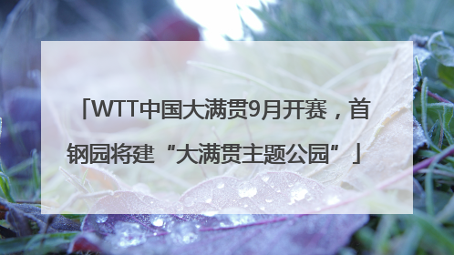 WTT中国大满贯9月开赛，首钢园将建“大满贯主题公园”